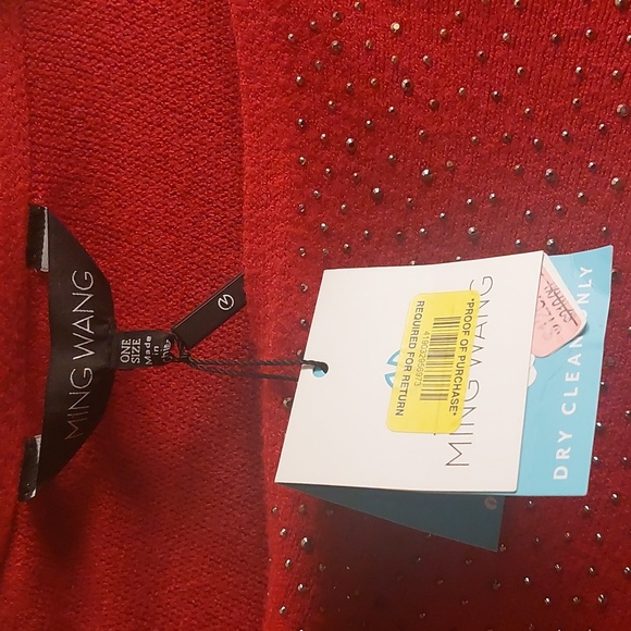 Ming Wang Studded Poncho Red OS - Picture 5 of 11